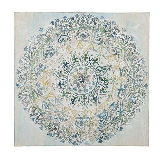 Arabeske Picture Canvas Wall Art In Cream And Turquoise_2