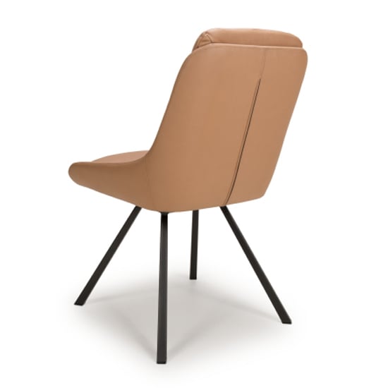 Aracaj Swivel Tan Leather Effect Dining Chairs In Pair_3