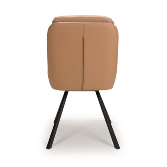 Aracaj Swivel Tan Leather Effect Dining Chairs In Pair_6