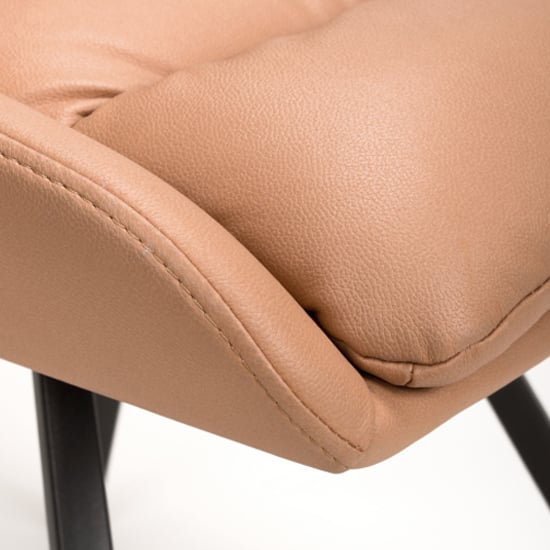 Aracaj Swivel Tan Leather Effect Dining Chairs In Pair_8