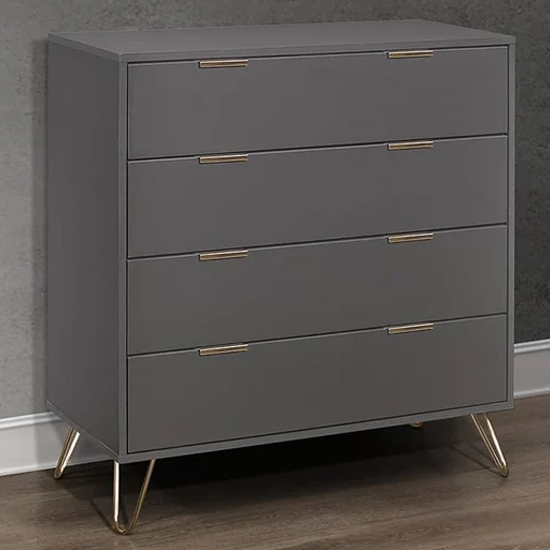 Product photograph of Aral Wooden Chest Of 4 Drawers In Charcoal from Furniture in Fashion