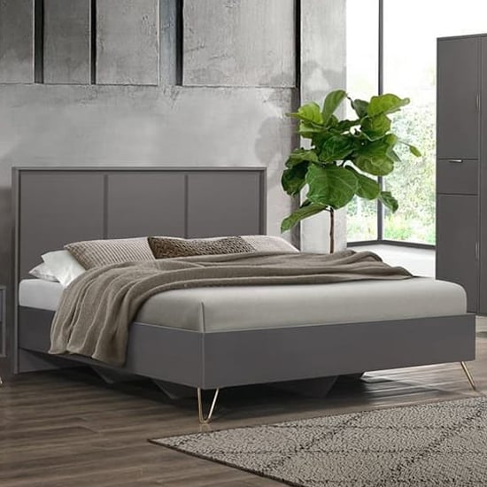 Aral Wooden Double Bed In Charcoal