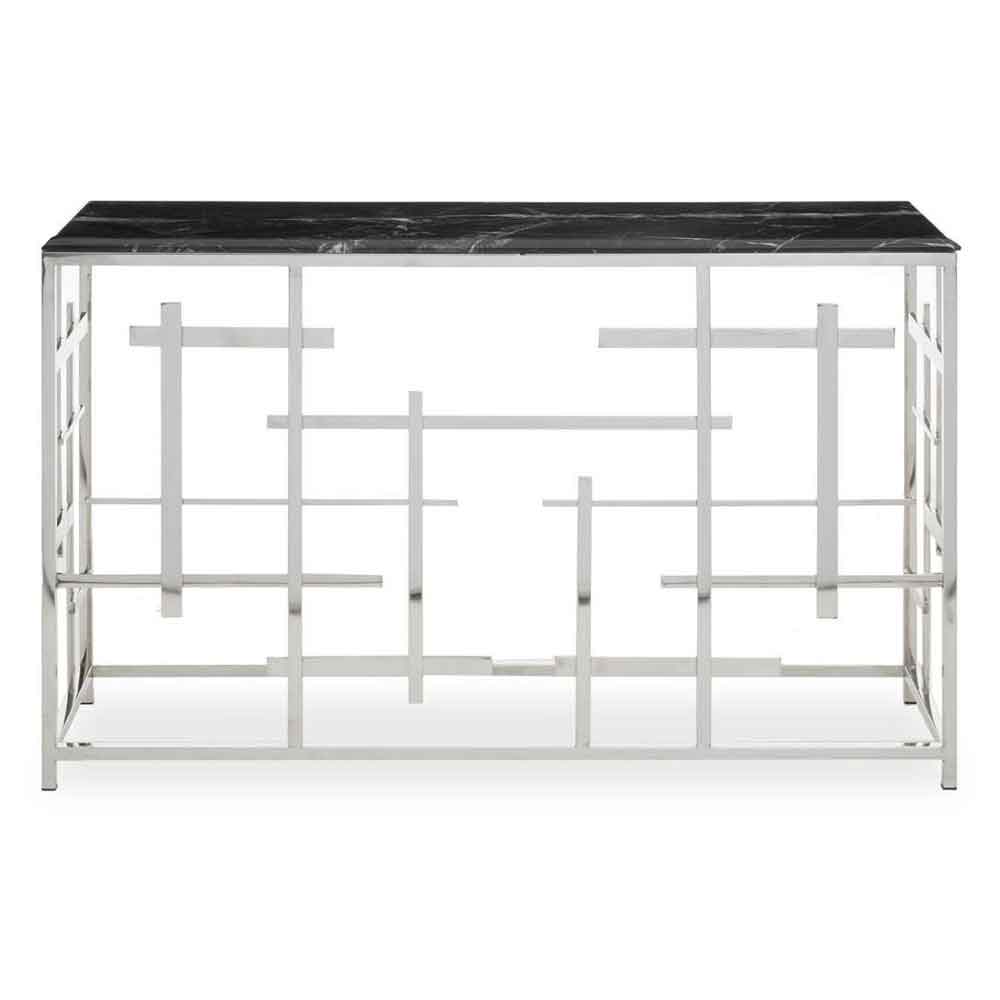 Aralia Marble Console Table With Metal Frame - Black