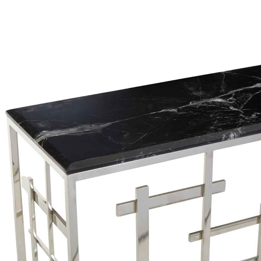 Aralia Marble Console Table With Metal Frame - Black