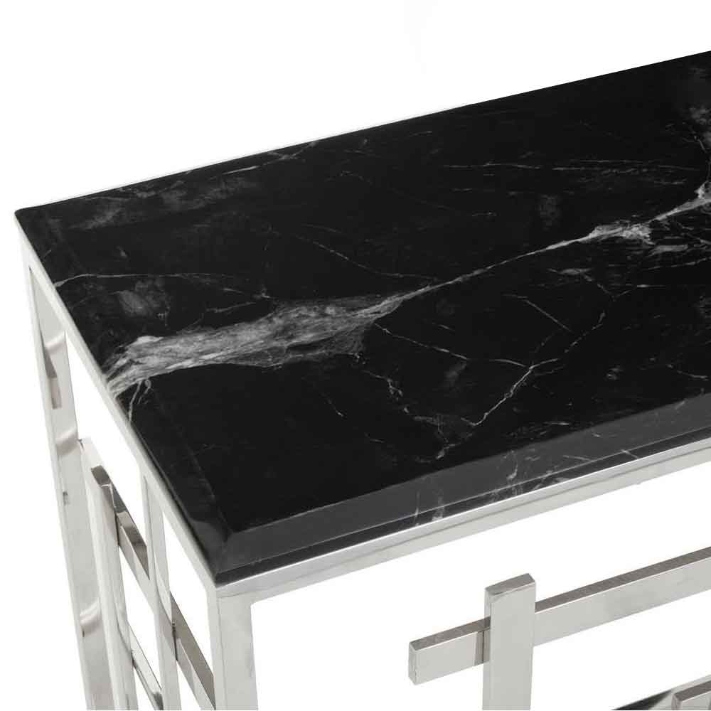 Aralia Marble Console Table With Metal Frame - Black
