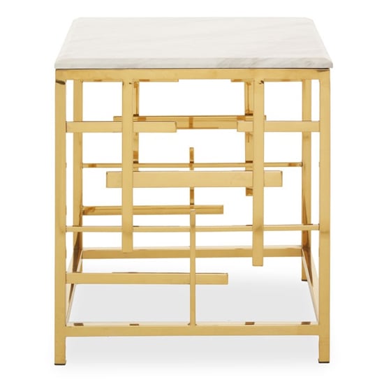 Photo of Aralia white marble top side table with gold metal frame