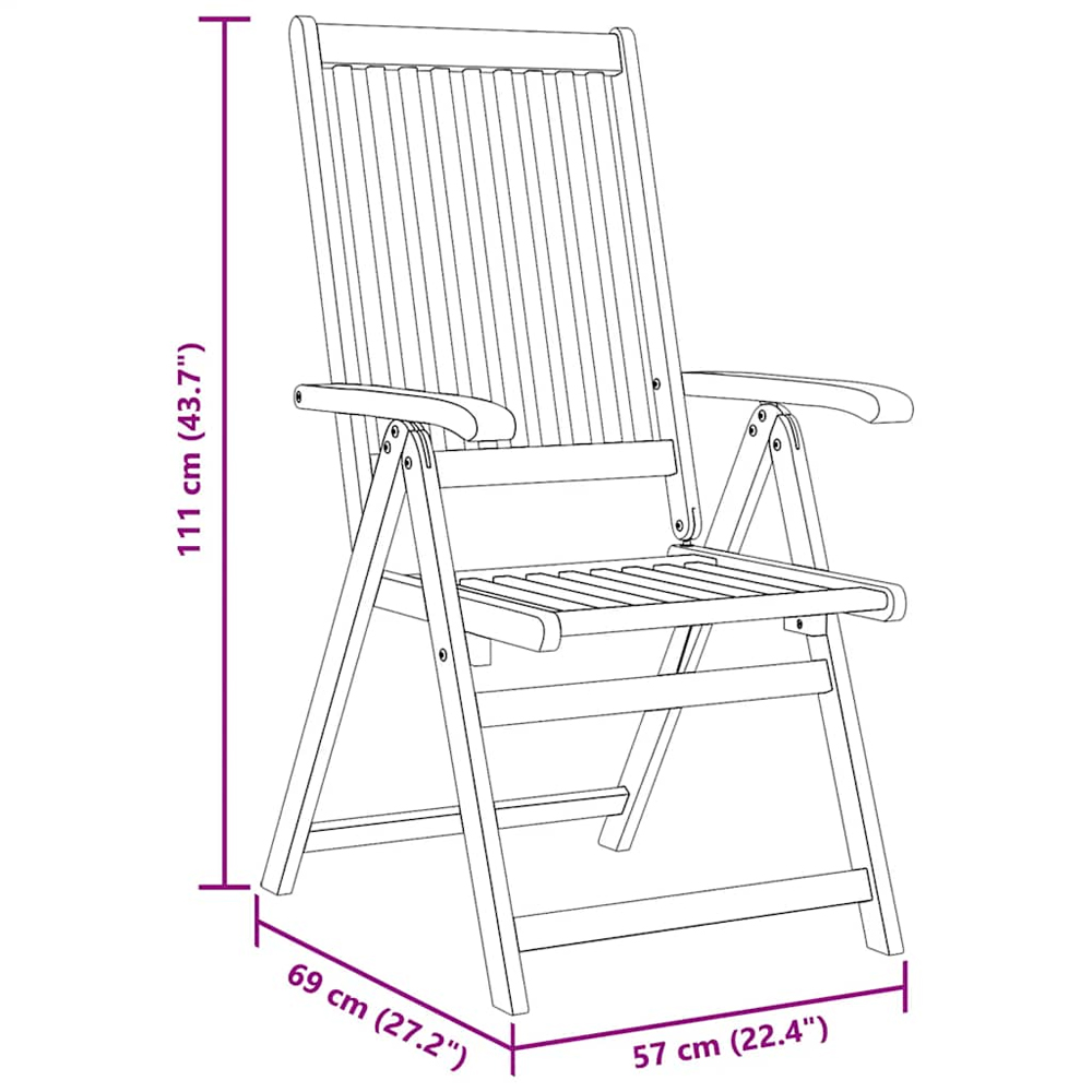 Arana Garden Natural Acacia Wood Folding Armchair in Pair