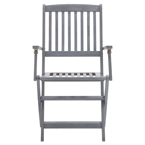 Libni Outdoor Grey Solid Acacia Wooden Dining Chairs In Pair