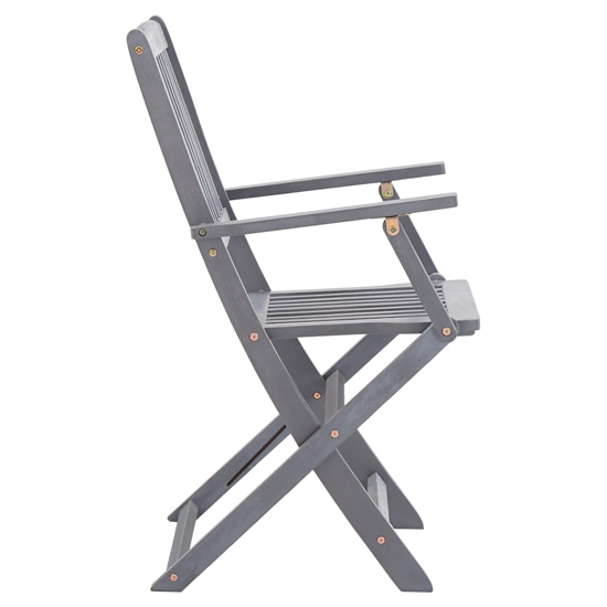 Libni Outdoor Grey Solid Acacia Wooden Dining Chairs In Pair