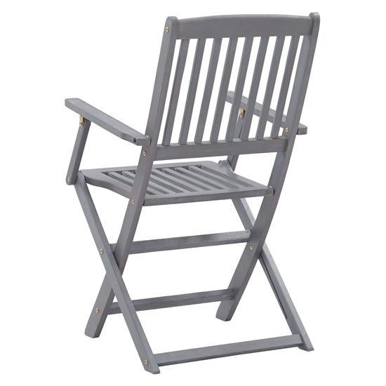 Libni Outdoor Grey Solid Acacia Wooden Dining Chairs In Pair