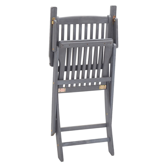 Libni Outdoor Grey Solid Acacia Wooden Dining Chairs In Pair