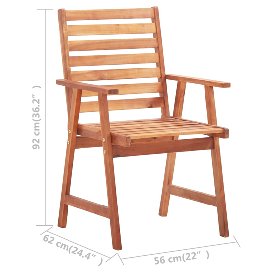 Arana Outdoor Natural Acacia Wooden Dining Chairs In Pair