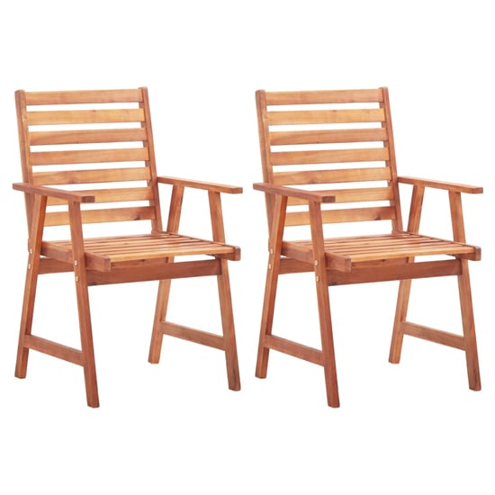 Product photograph of Arana Outdoor Natural Acacia Wooden Dining Chairs In Pair from Furniture in Fashion