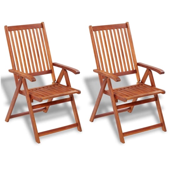 Product photograph of Arana Outdoor Natural Acacia Wooden Folding Chairs In Pair from Furniture in Fashion