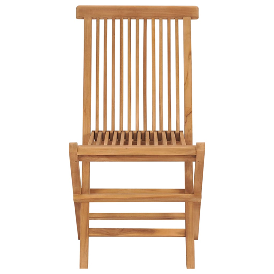 Arana Outdoor Natural Teak Wooden Folding Chairs In Pair