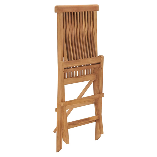 Arana Outdoor Natural Teak Wooden Folding Chairs In Pair