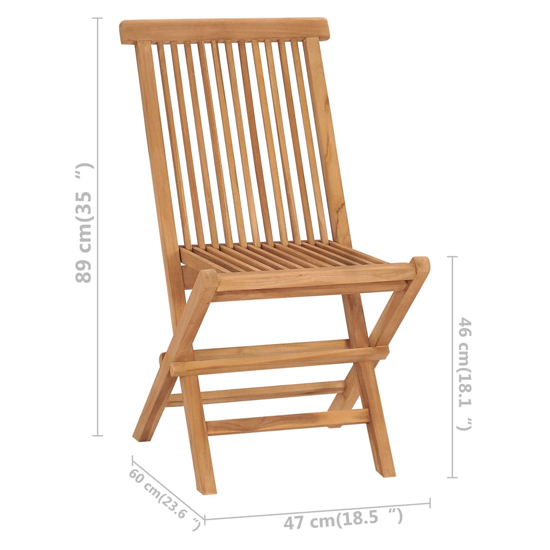 Arana Outdoor Natural Teak Wooden Folding Chairs In Pair