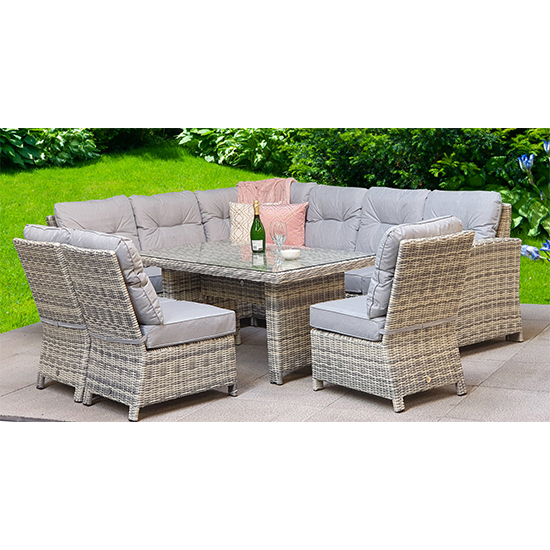 Product photograph of Arax Corner Dining Sofa With 3 Armless Chairs In Fine Grey from Furniture in Fashion