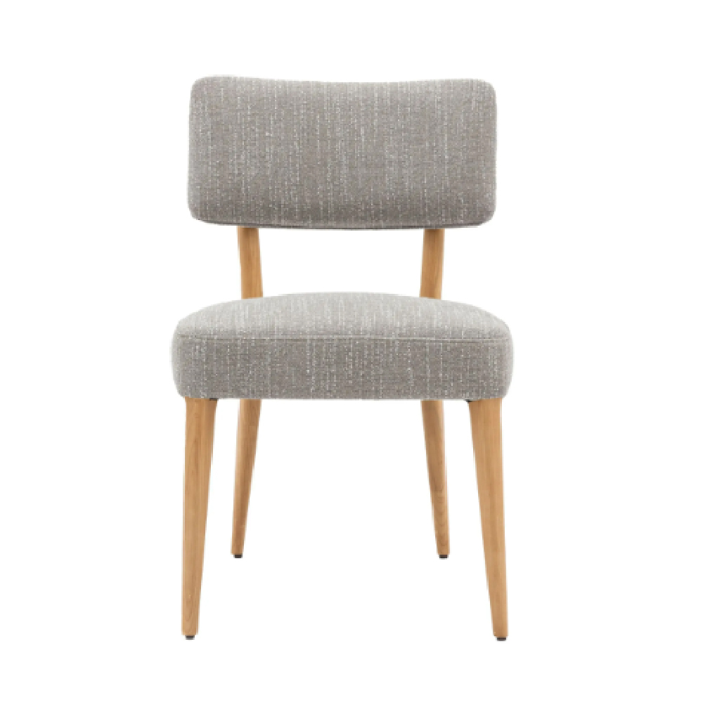 Arcadia Grey Fabric Dining Chairs With Wooden Frame In Pair