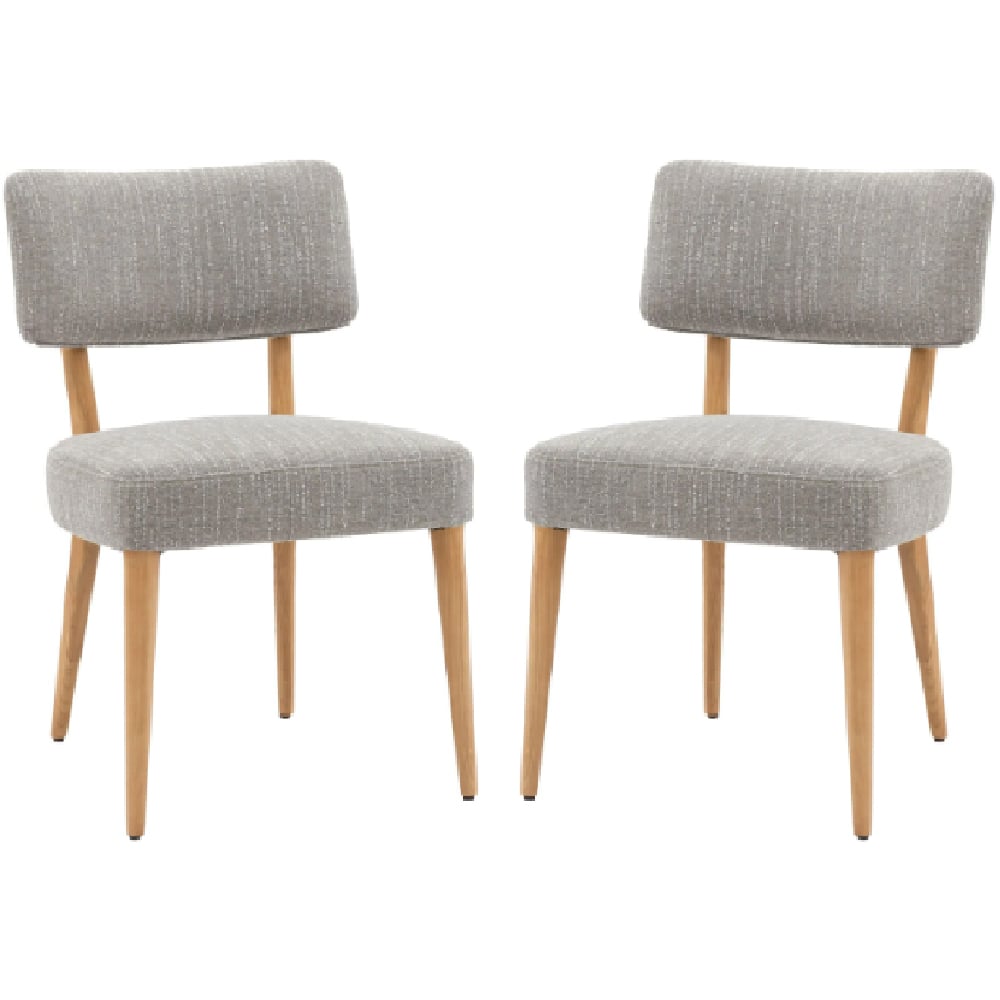 Arcadia Grey Fabric Dining Chairs With Wooden Frame In Pair