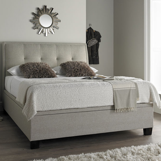 Photo of Arcadia pendle fabric ottoman double bed in oatmeal