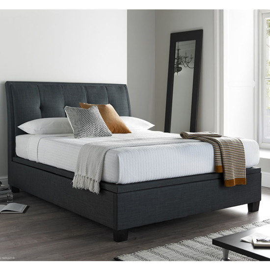 Photo of Arcadia pendle fabric ottoman double bed in slate
