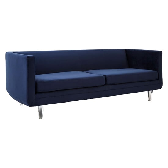 Arcalis Upholstered Velvet 3 Seater Sofa In Dark Blue