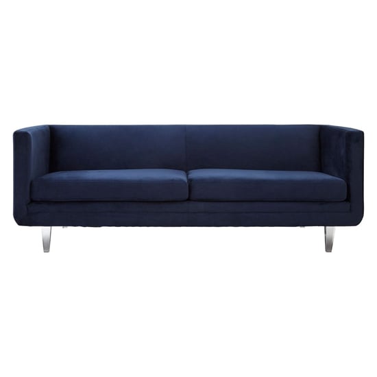Arcalis Upholstered Velvet 3 Seater Sofa In Dark Blue