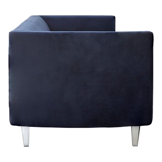 Arcalis Upholstered Velvet 3 Seater Sofa In Dark Blue