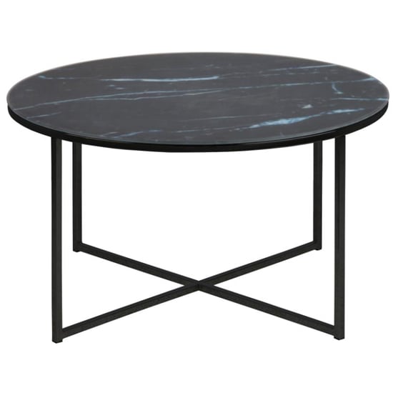 Read more about Arcata black marble effect glass coffee table with black legs