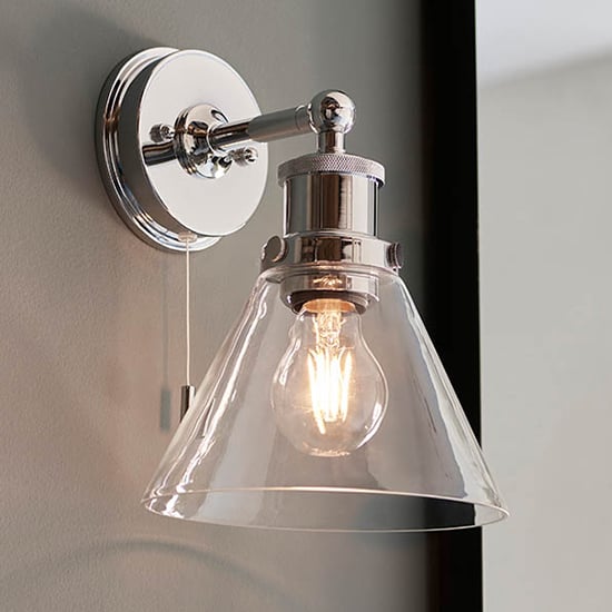 Read more about Arcata clear coned glass wall light in chrome