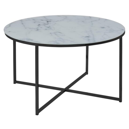 Read more about Arcata clear marble effect glass coffee table in white
