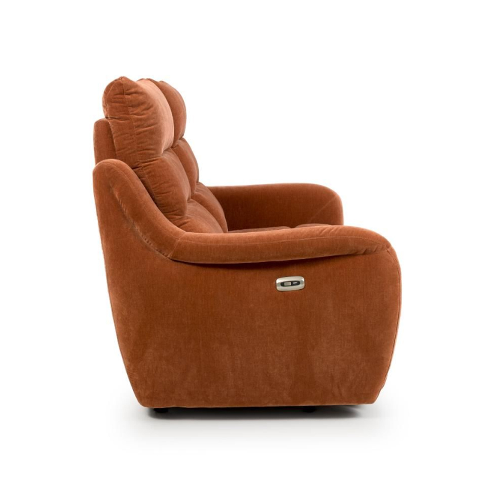 Arcata Fabric Electric Recliner 2 Seater Sofa In Cinnamon