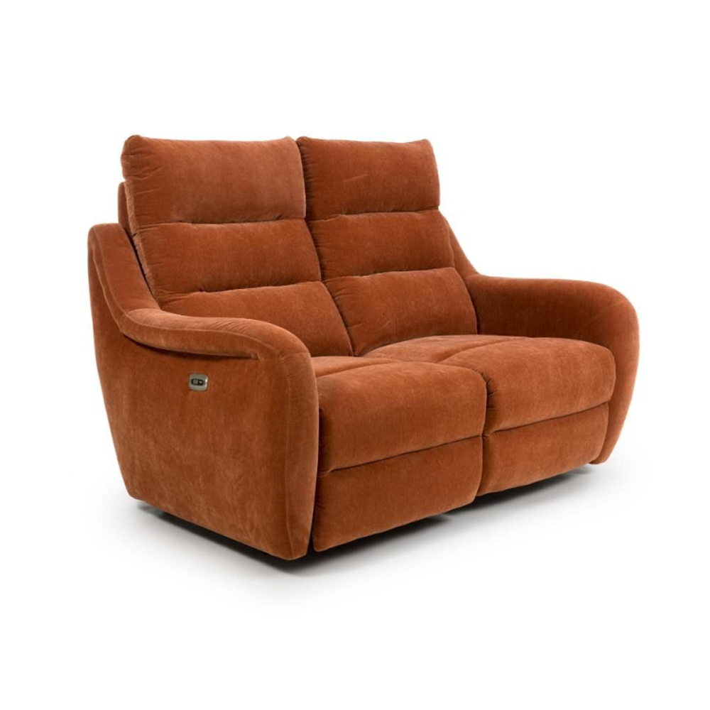 Arcata Fabric Electric Recliner 2 Seater Sofa In Cinnamon
