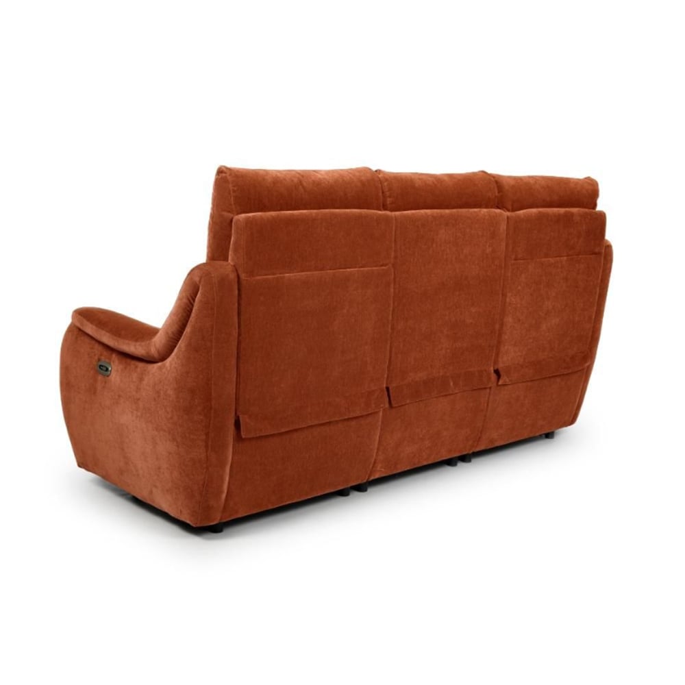 Arcata Fabric Electric Recliner 3 Seater Sofa In Cinnamon