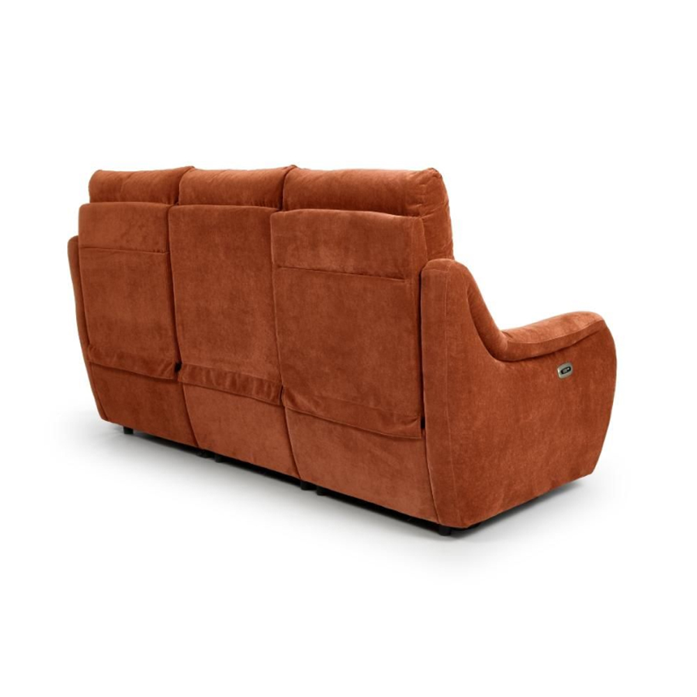 Arcata Fabric Electric Recliner 3 Seater Sofa In Cinnamon