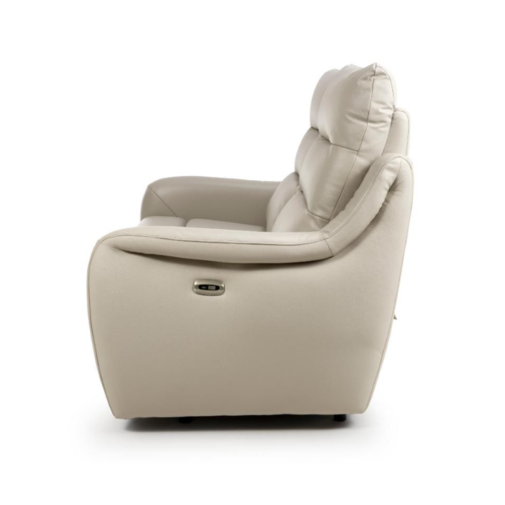 Arcata Faux Leather Electric Recliner 2 Seater Sofa In Chalk