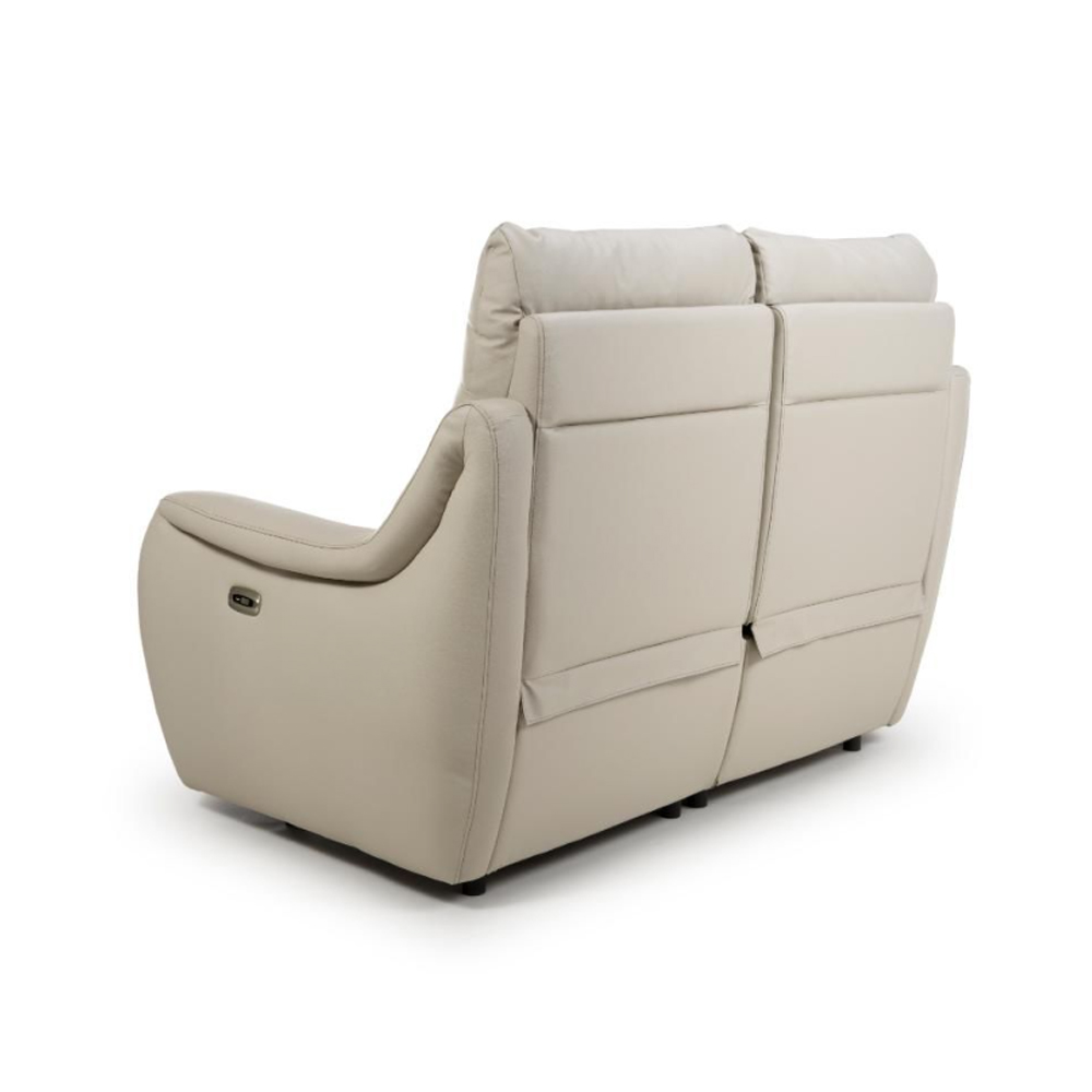 Arcata Faux Leather Electric Recliner 2 Seater Sofa In Chalk