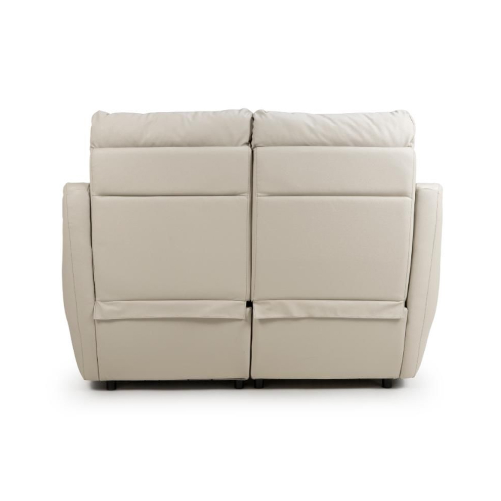 Arcata Faux Leather Electric Recliner 2 Seater Sofa In Chalk