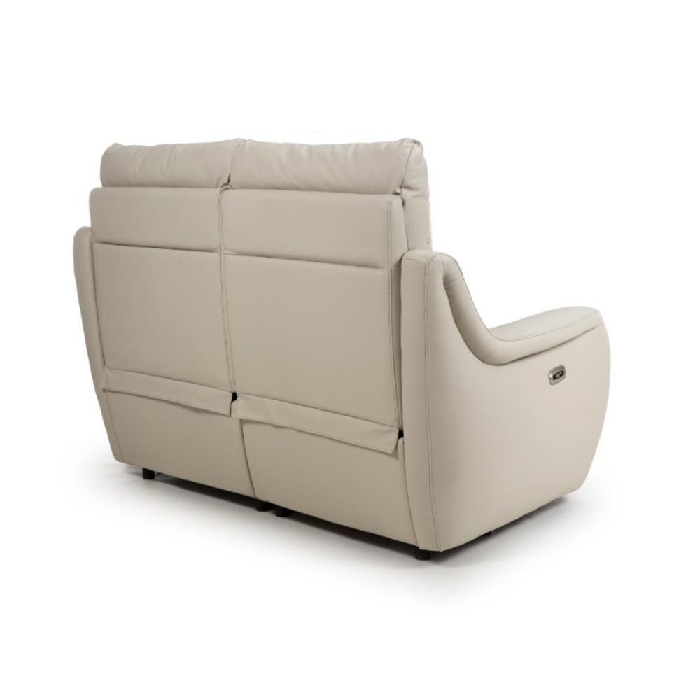 Arcata Faux Leather Electric Recliner 2 Seater Sofa In Chalk