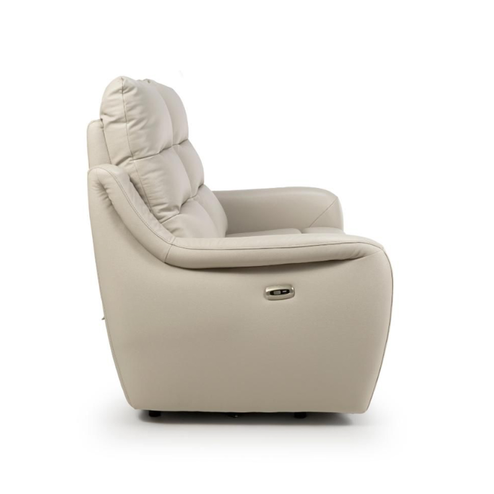 Arcata Faux Leather Electric Recliner 2 Seater Sofa In Chalk