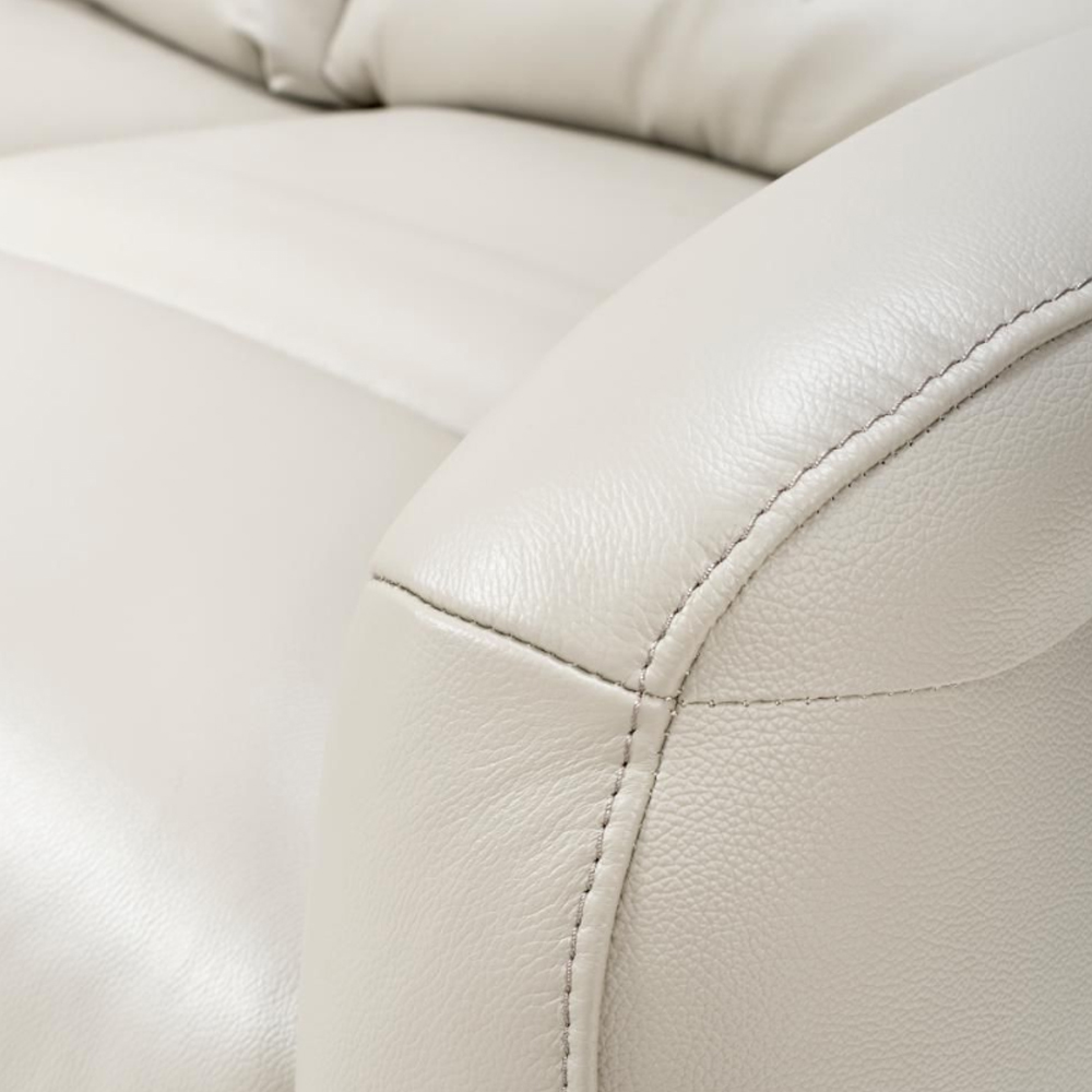 Arcata Faux Leather Electric Recliner 3 Seater Sofa In Chalk