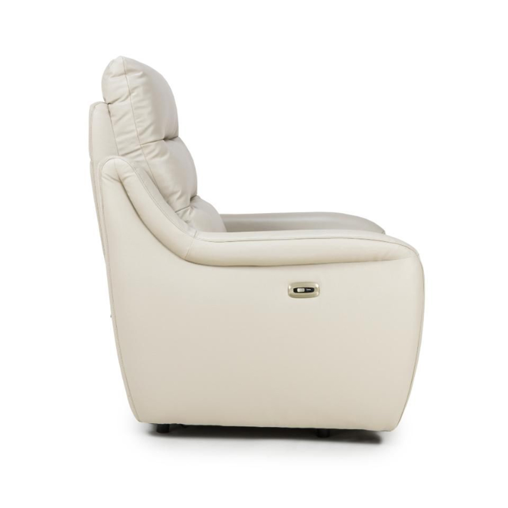 Arcata Faux Leather Electric Recliner 1 Seater Sofa In Chalk