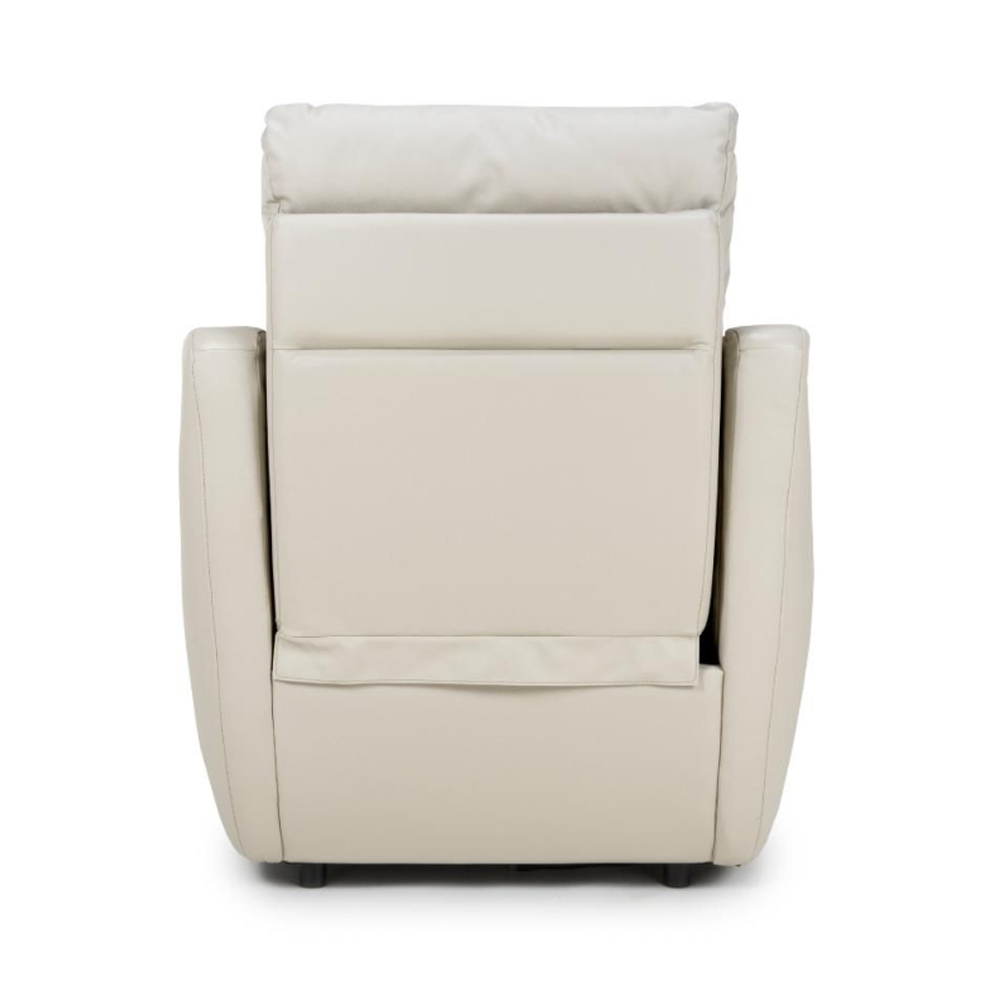 Arcata Faux Leather Electric Recliner 1 Seater Sofa In Chalk