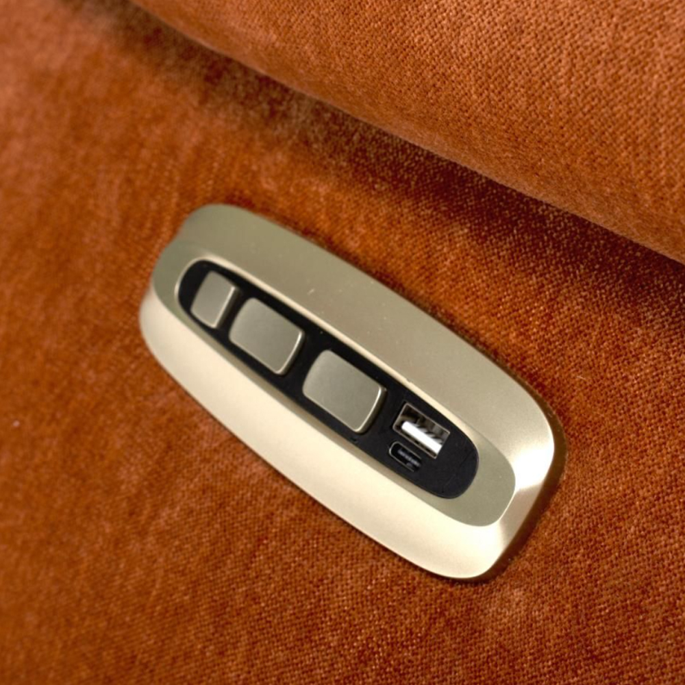 Arcata Fabric Electric Recliner Chair In Cinnamon
