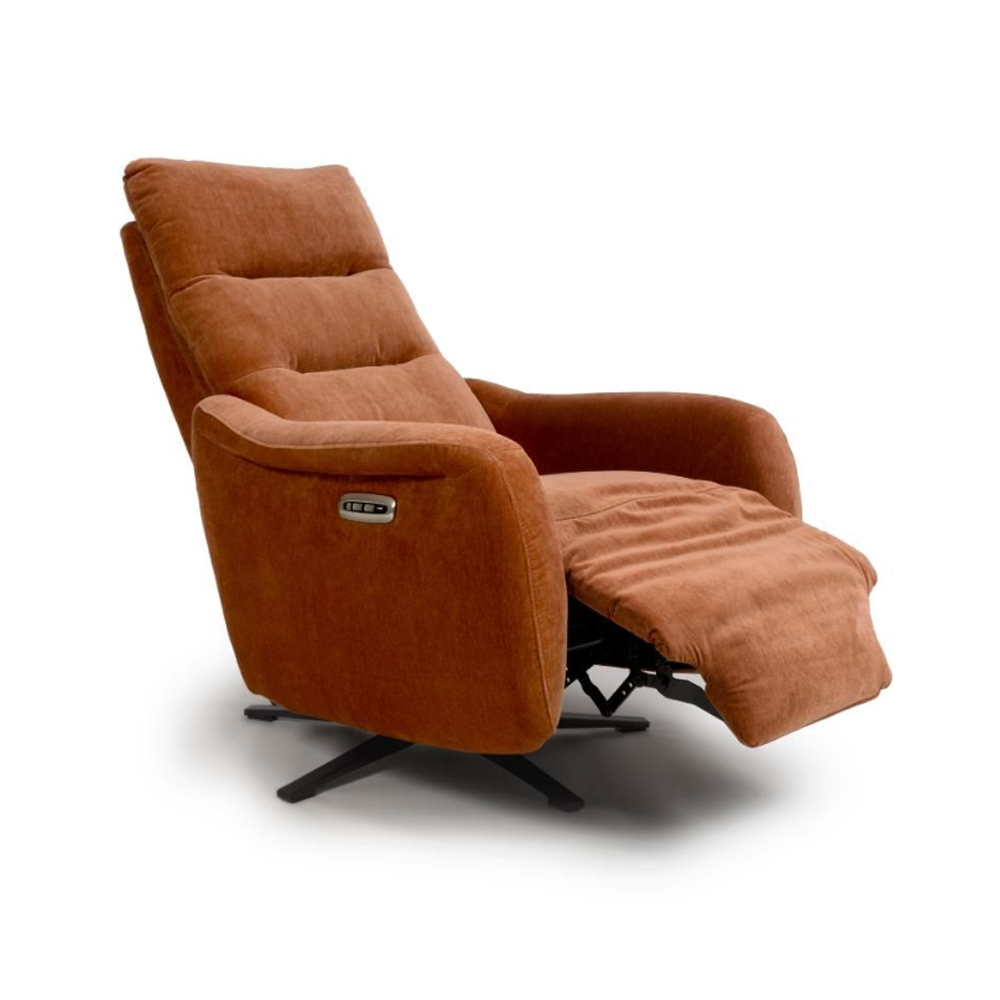 Arcata Fabric Electric Recliner Chair In Cinnamon