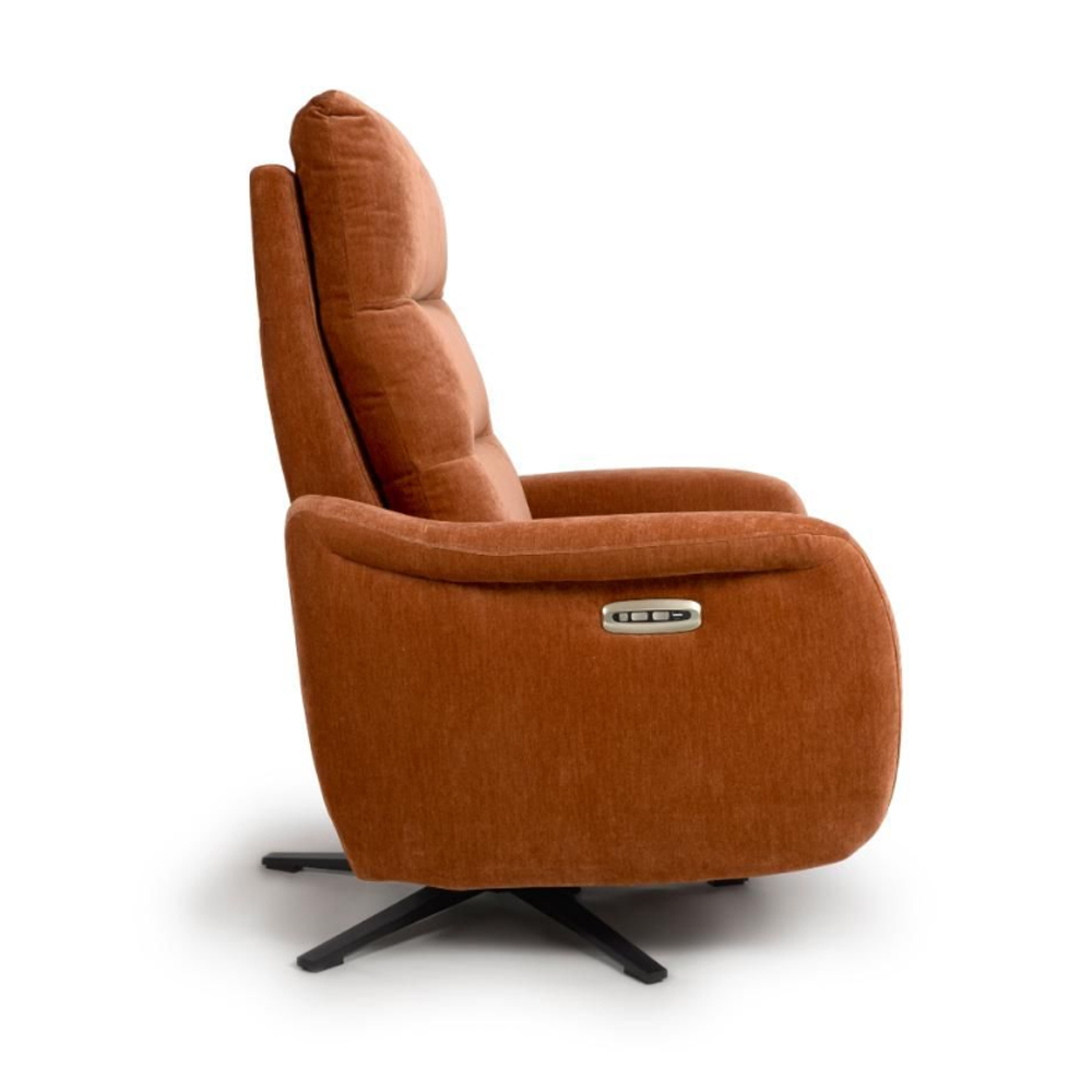 Arcata Fabric Electric Recliner Chair In Cinnamon