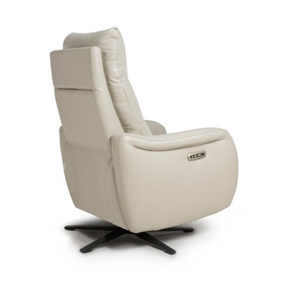 Arcata Faux Leather Electric Recliner Chair In Chalk