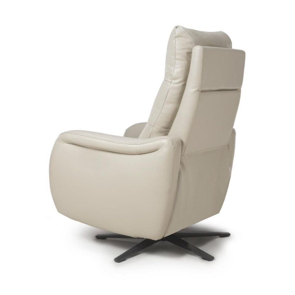 Arcata Faux Leather Electric Recliner Chair In Chalk