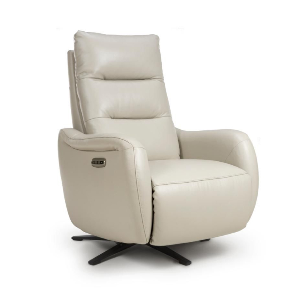 Arcata Faux Leather Electric Recliner Chair In Chalk